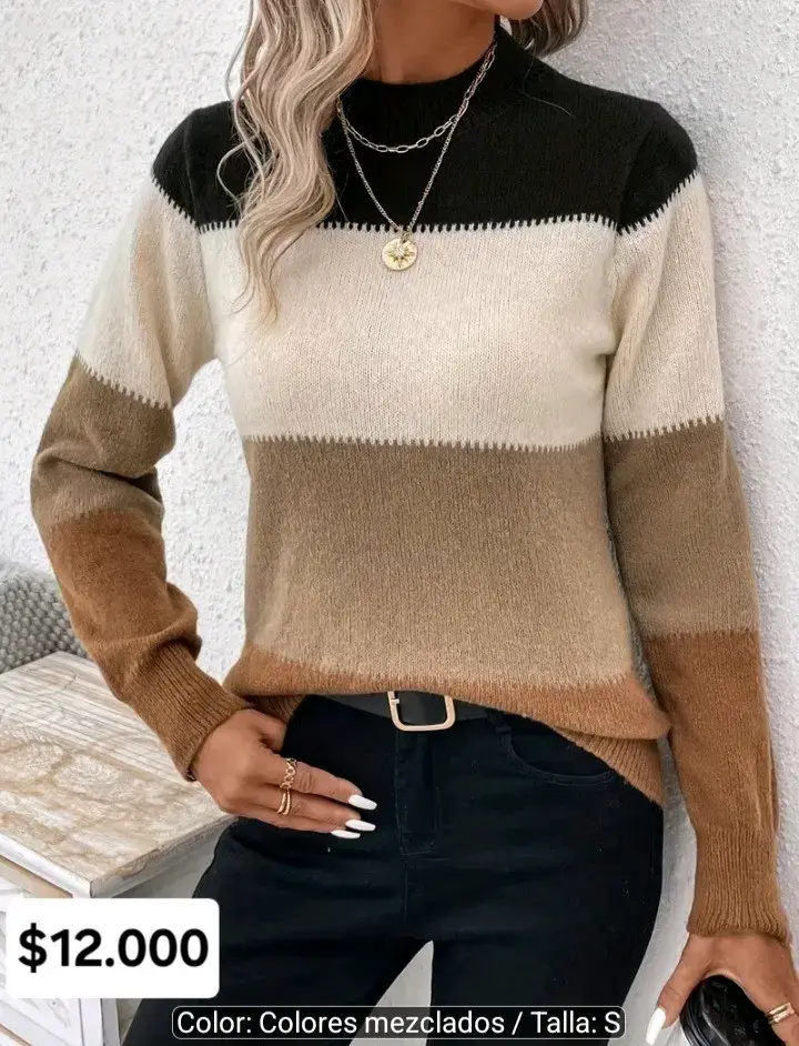 Suéter de colores mezclados para mujer - 1