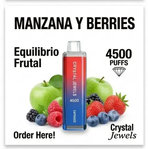 Vape Crystal Jewels Manzana y Berries 4500 puffs