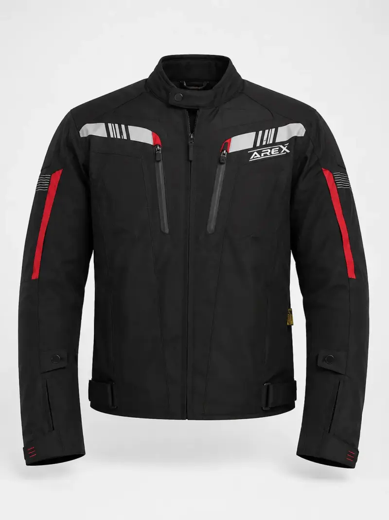 Chaqueta de moto Arex negra con detalles rojos - 2
