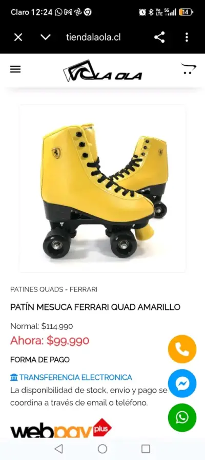 Patines amarillos de cuatro ruedas Ferrari - miniatura 2