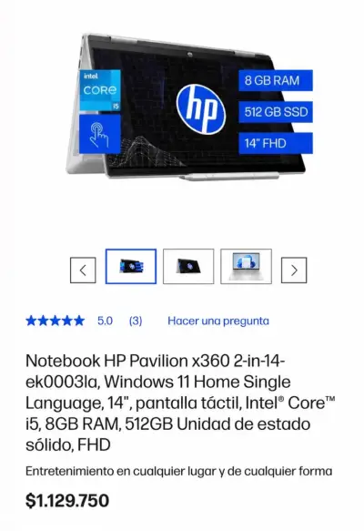 Laptop HP PAVILION X360 plateada en buen estado - miniatura 5