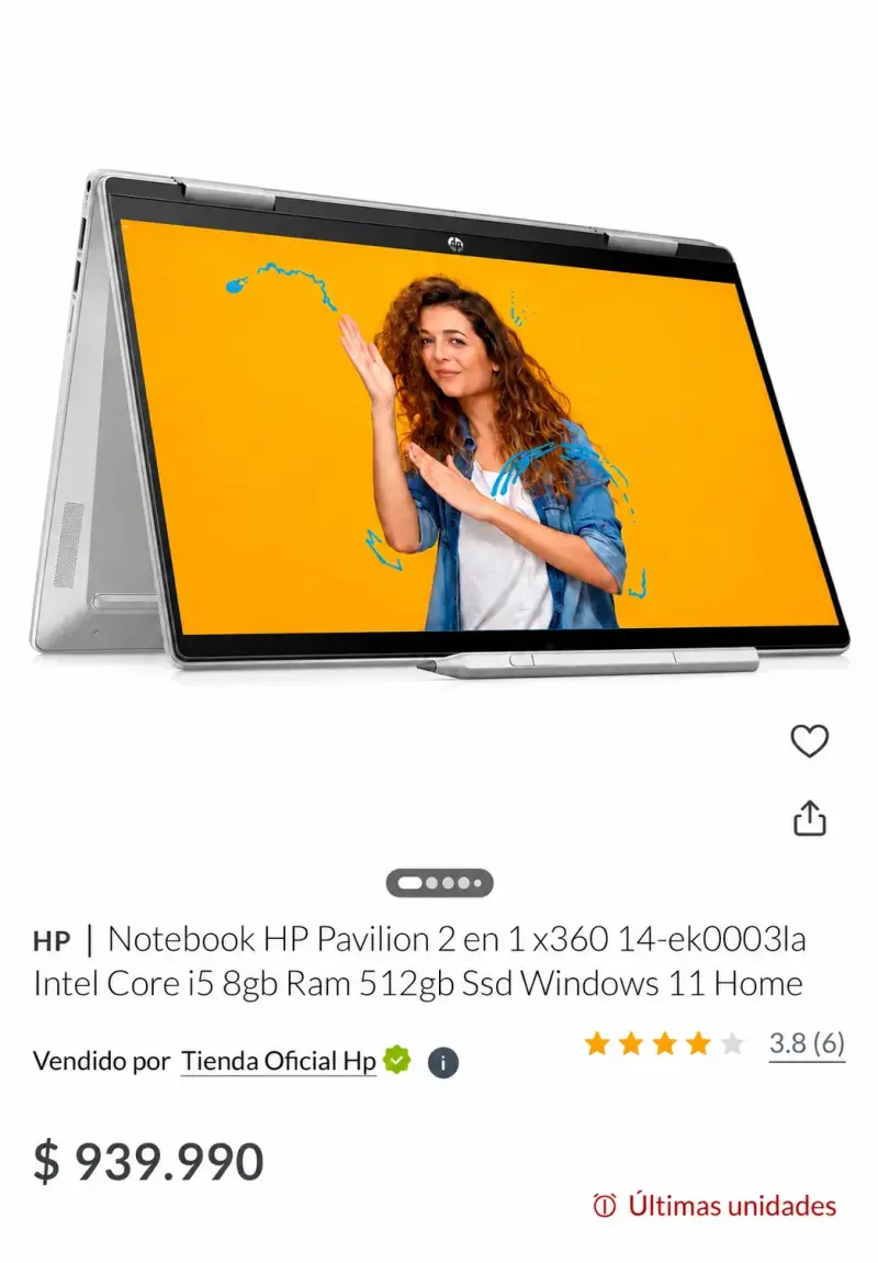 Laptop HP PAVILION X360 plateada en buen estado - 6