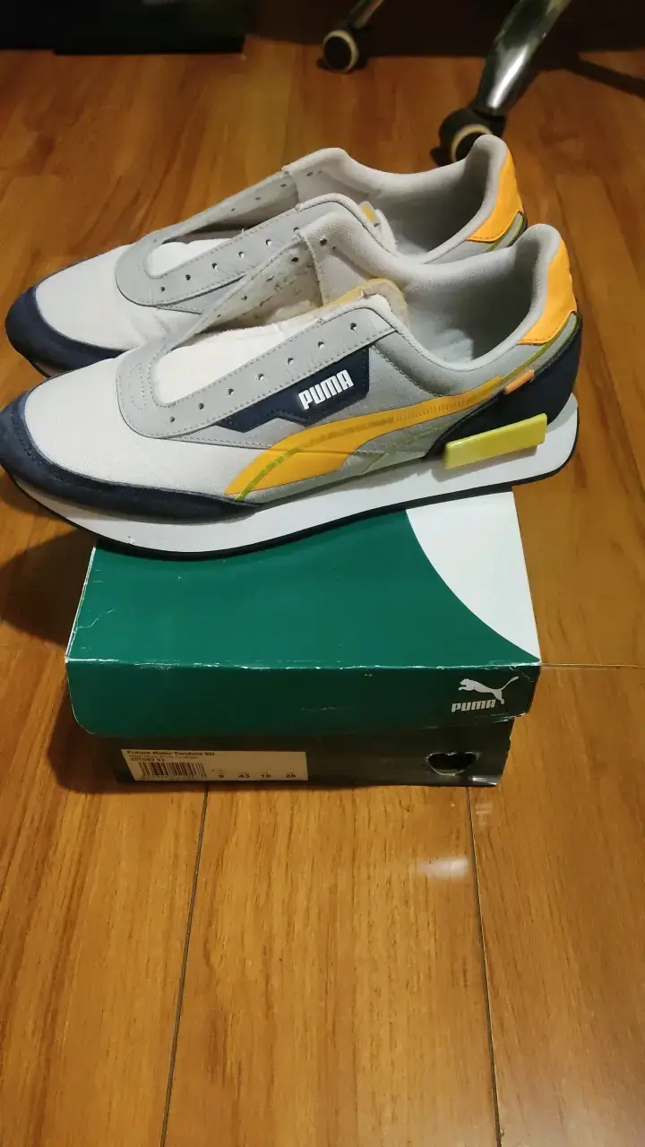 Zapatillas Puma blancas y azules sin cordones - 2