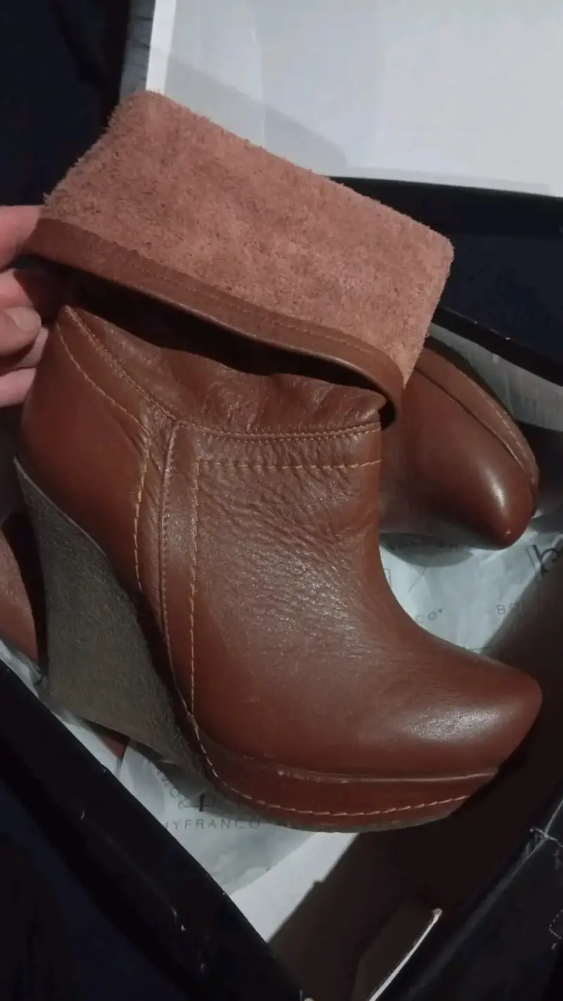 Botines de cuero marrón con plataforma