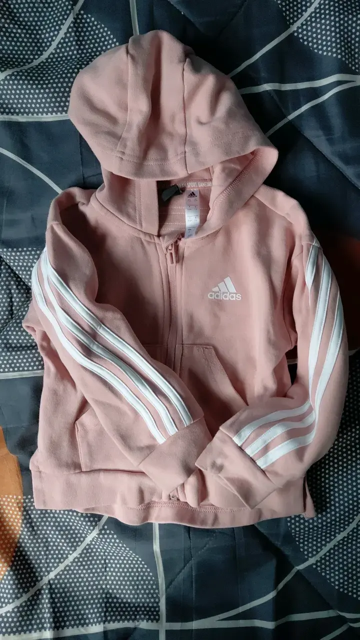 Polerón Adidas rosa con capucha para niña - 1