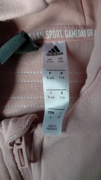 Polerón Adidas rosa con capucha para niña - miniatura 2