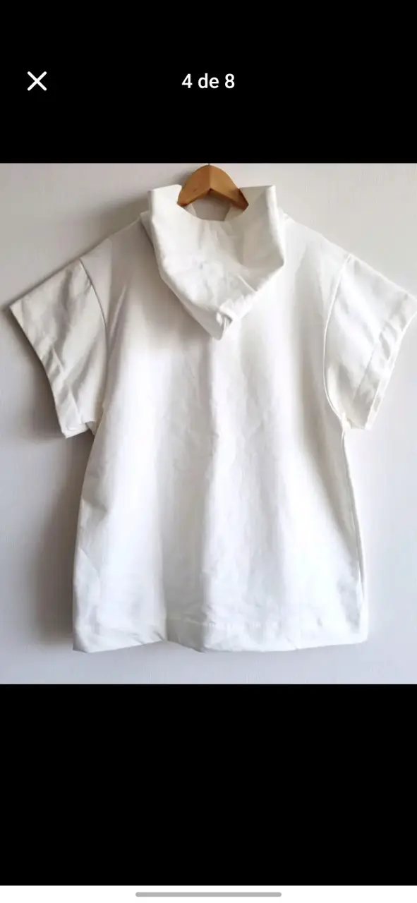 Polerón ZARA blanco con capucha y bordado floral - 4