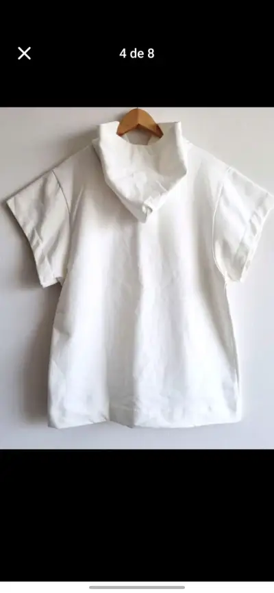 Polerón ZARA blanco con capucha y bordado floral - miniatura 4