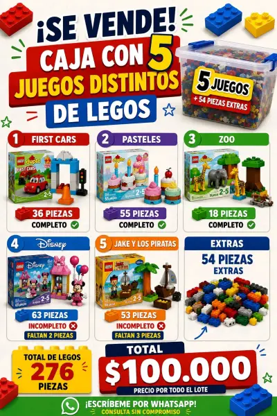 Caja con 5 juegos de Lego Duplo variados - miniatura 1