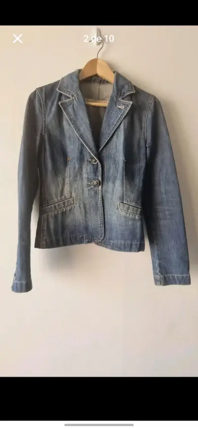 Blazer ZARA mezclilla azul para mujer - miniatura 3