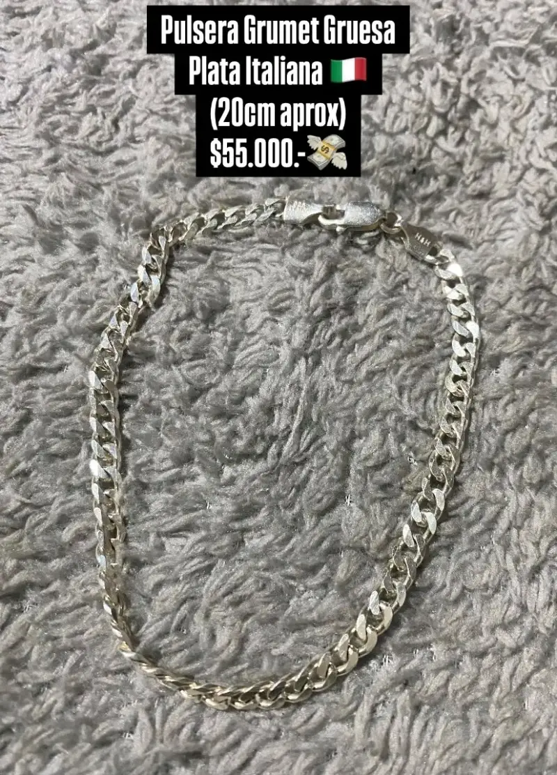 Pulsera Grumet Gruesa de Plata Italiana - 1