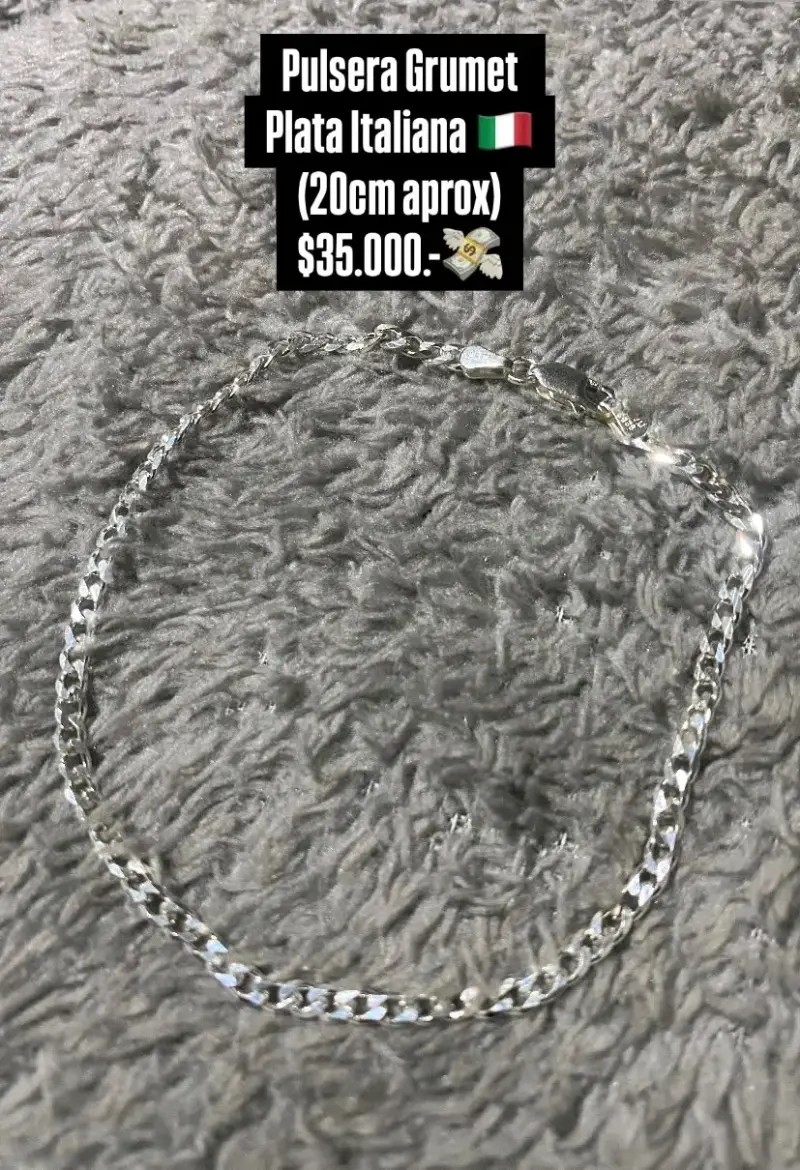 Pulsera Grumet Gruesa de Plata Italiana - 3