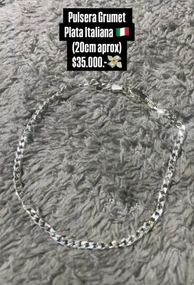 Pulsera Grumet Gruesa de Plata Italiana - miniatura 3