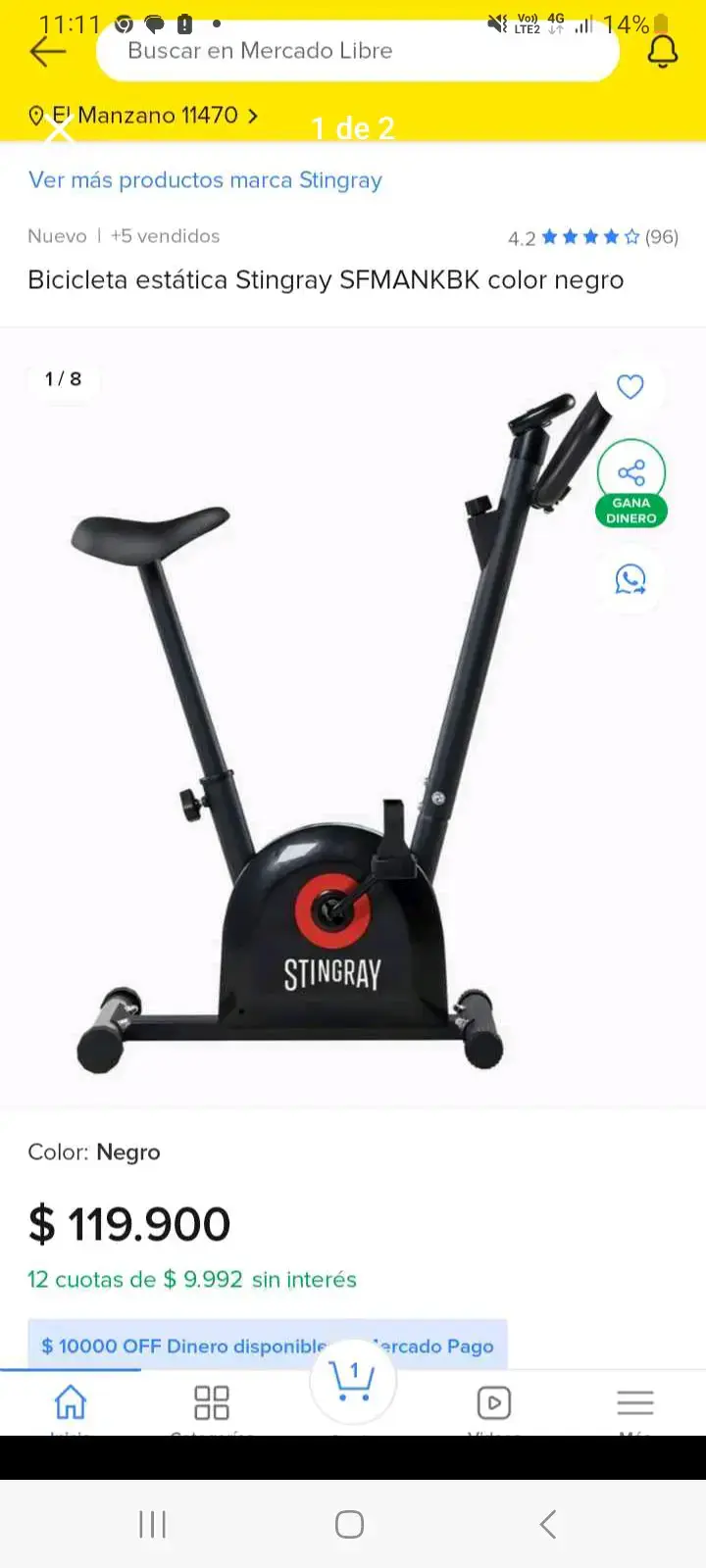 Bicicleta estática Stingray negra - 1