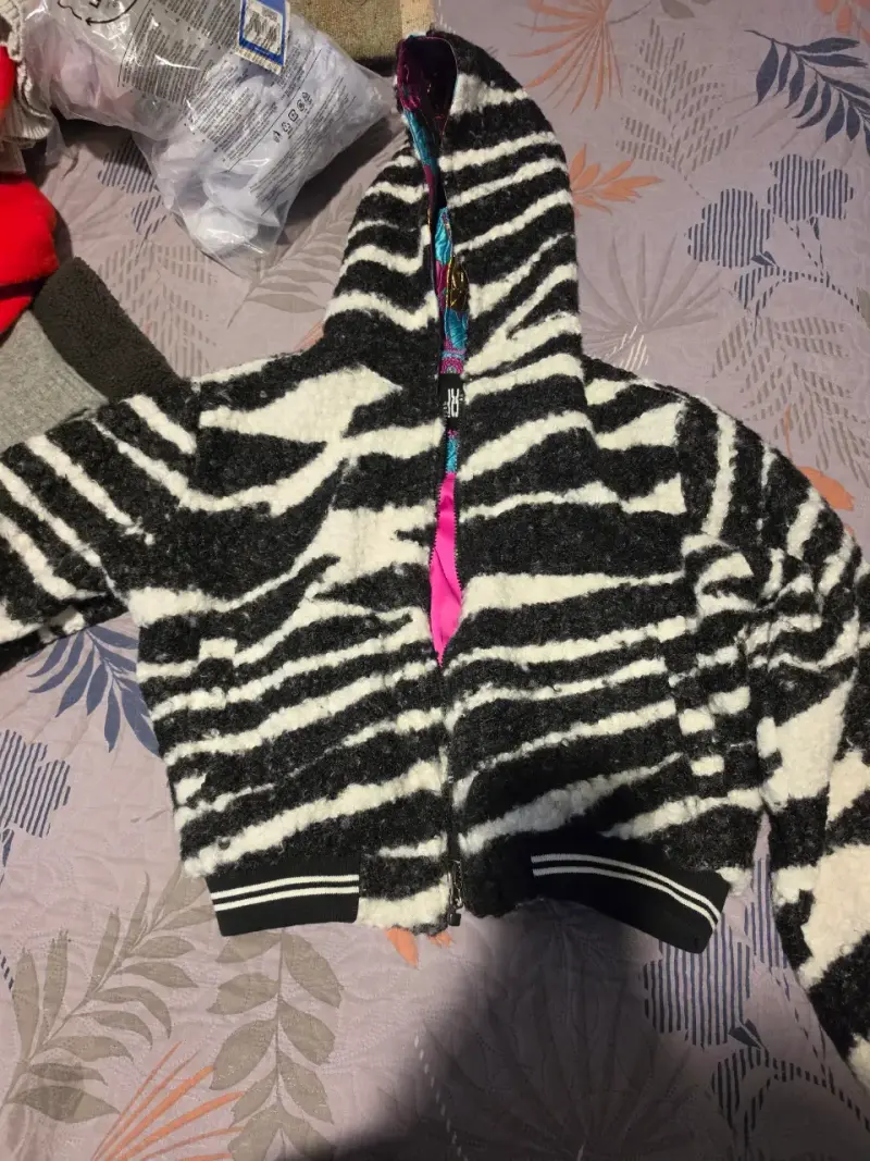 Chaqueta de lana con diseño de cebra bomber - 1