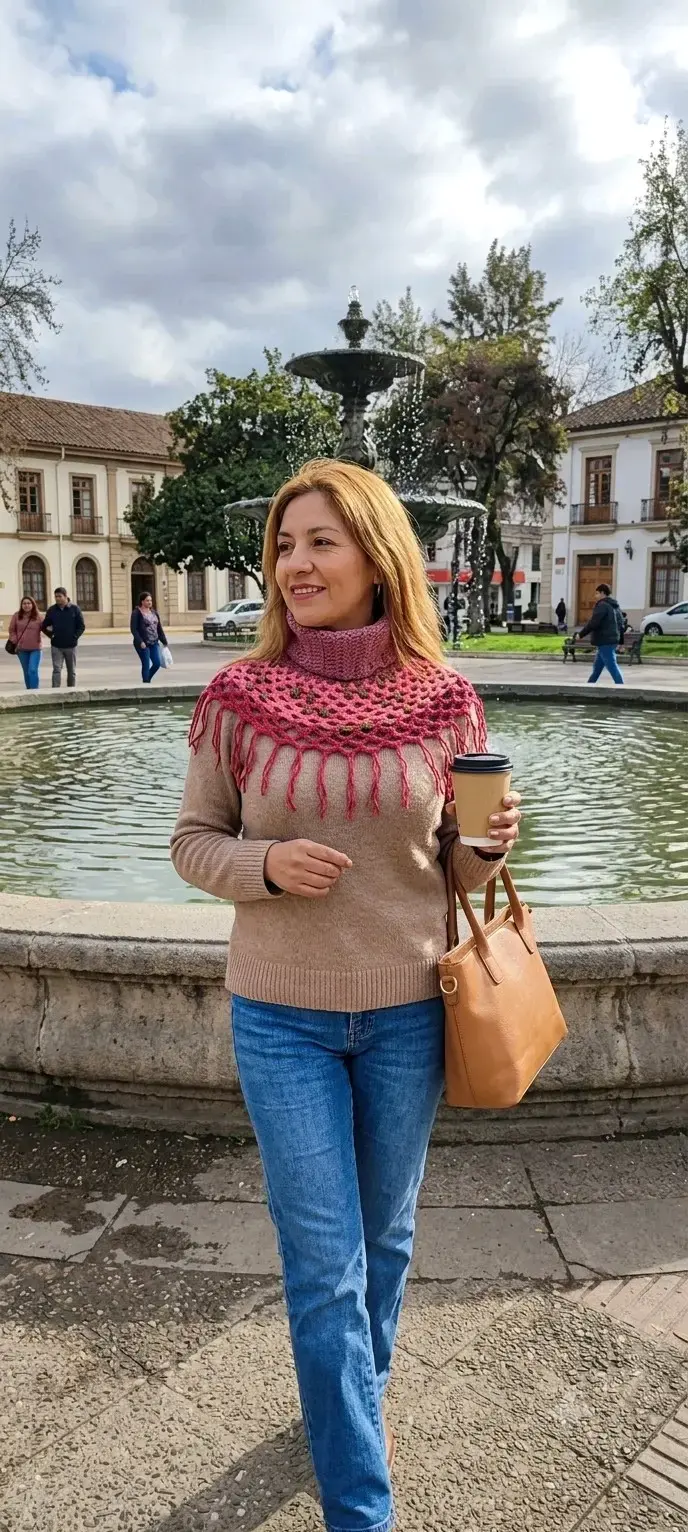 Cuello tipo poncho tejido a mano, varios colores