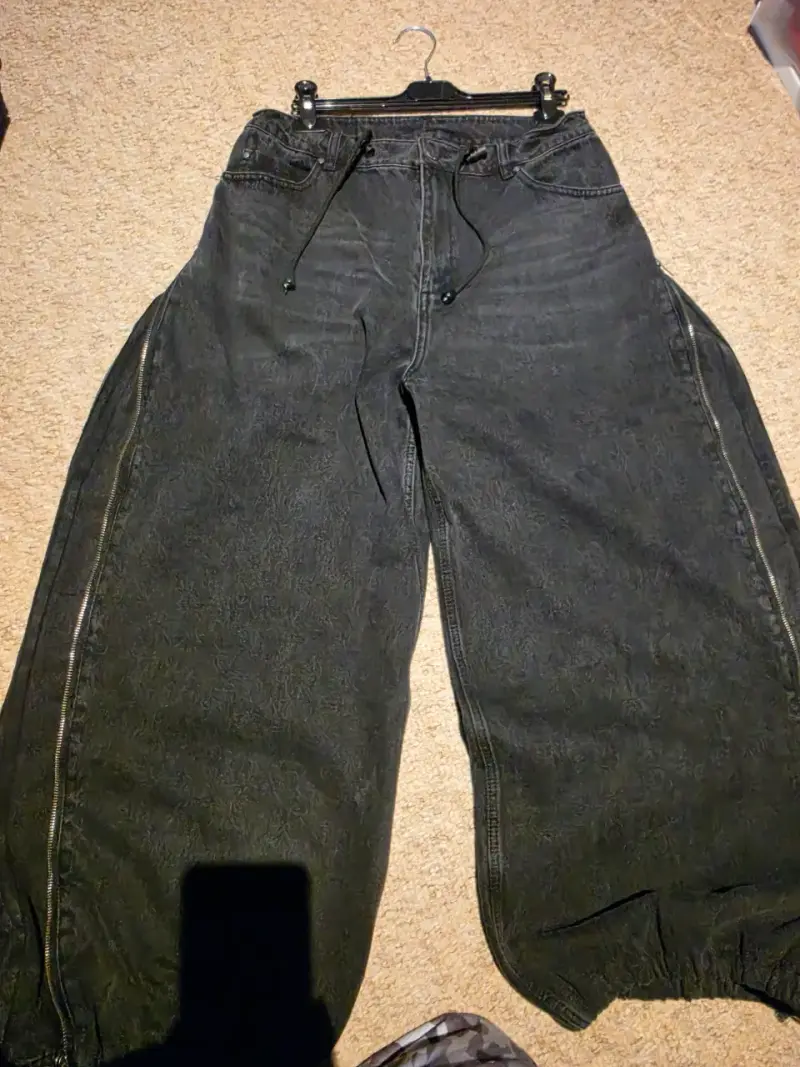 Pantalones adidas mezclilla negra con cierre - 2