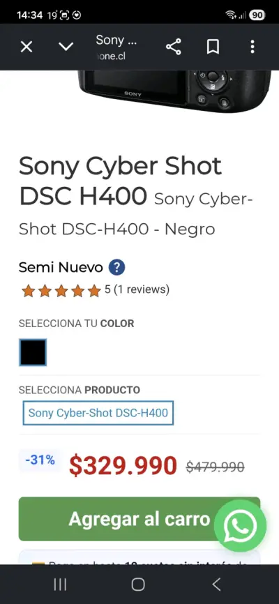 Cámara Sony Cyber-shot DSC-H400 con accesorios - miniatura 6