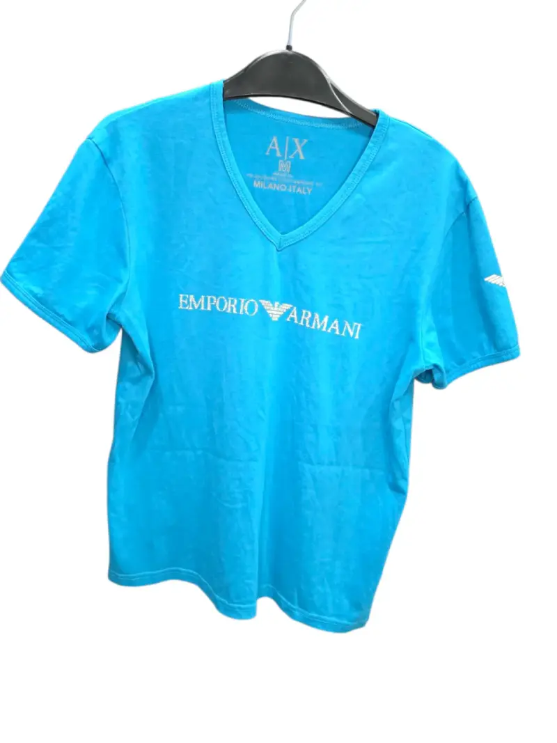 Polera Emporio Armani azul cuello V - 1
