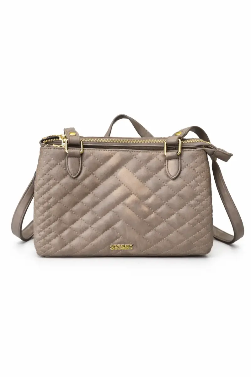 Cartera cruzada beige acolchada elegante - 1