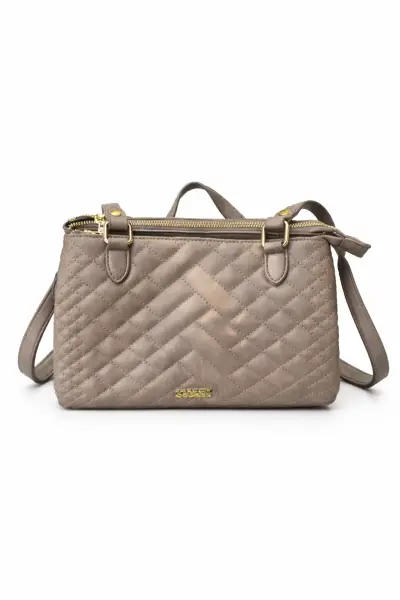 Cartera cruzada beige acolchada elegante - miniatura 1