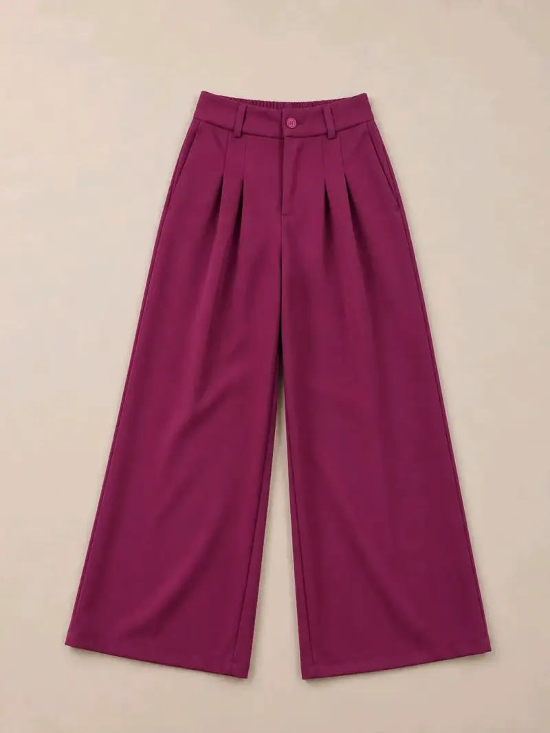 Pantalones anchos color burdeos para mujer - 1