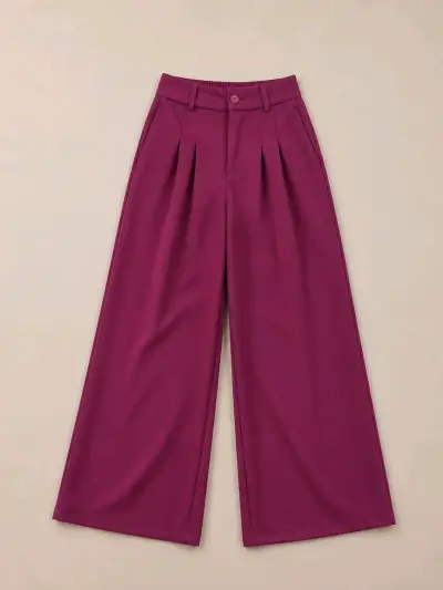 Pantalones anchos color burdeos para mujer - miniatura 1