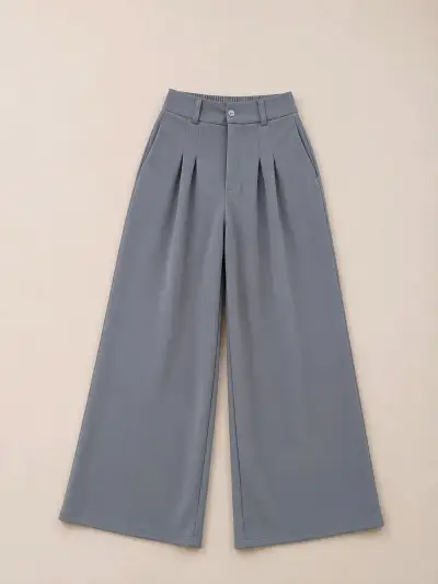 Pantalones anchos grises de moda - miniatura 1