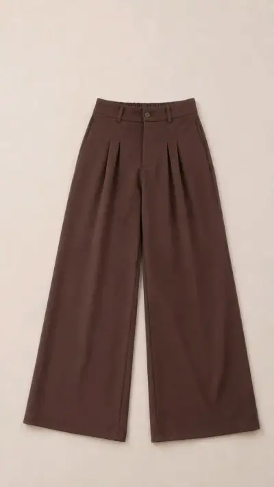 Pantalones anchos marrones de vestir - miniatura 1