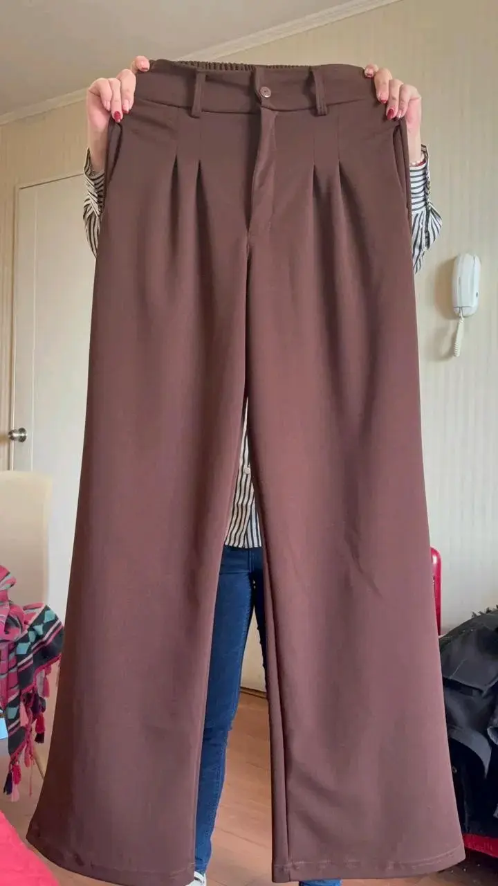 Pantalones anchos marrones de vestir - 2