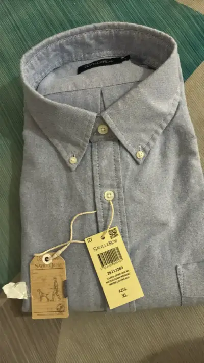 Camisa azul Saville Row de algodón XL - miniatura 1