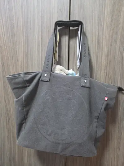 Bolso tote gris con interior a rayas - miniatura 2