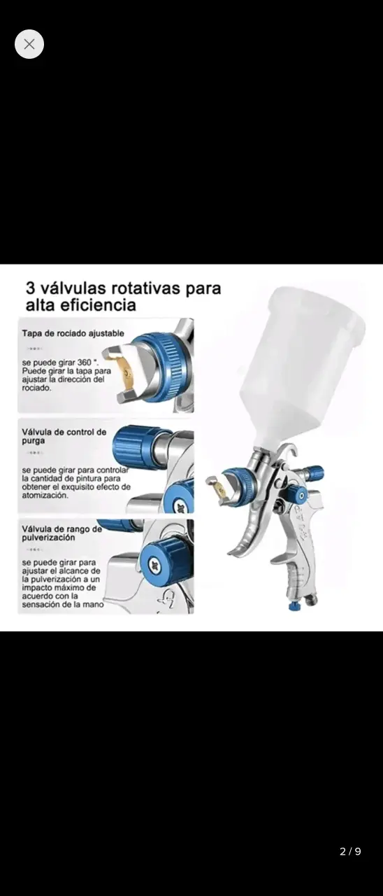 Pistola de pintura HVLP con accesorios - 2