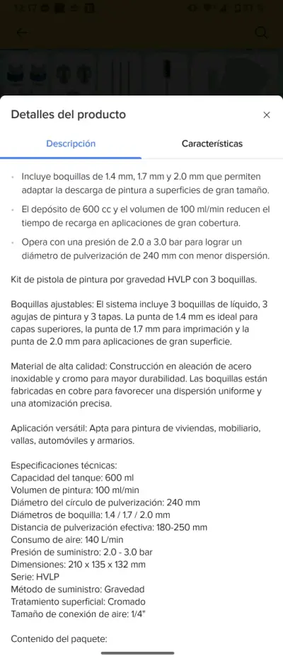 Pistola de pintura HVLP con accesorios - miniatura 3