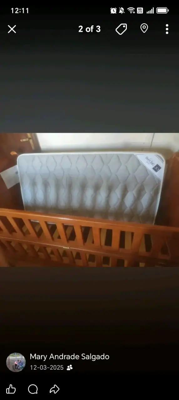 Cuna cuja de madera + colchón cic - 1