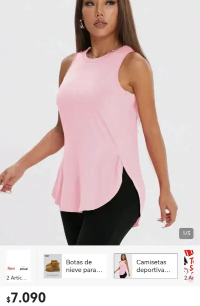 Polera sin mangas rosa para mujer - miniatura 2