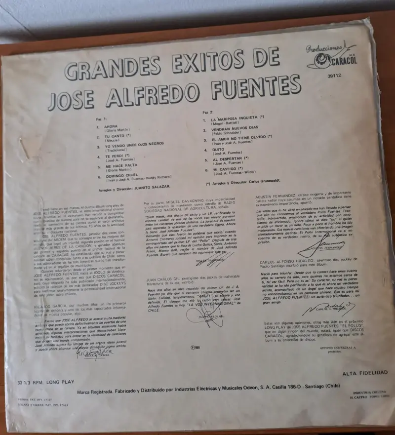 Vinilo Grandes Éxitos de José Alfredo Fuentes - 5