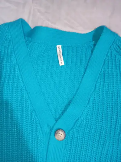 Cárdigan turquesa de punto para mujer - miniatura 1