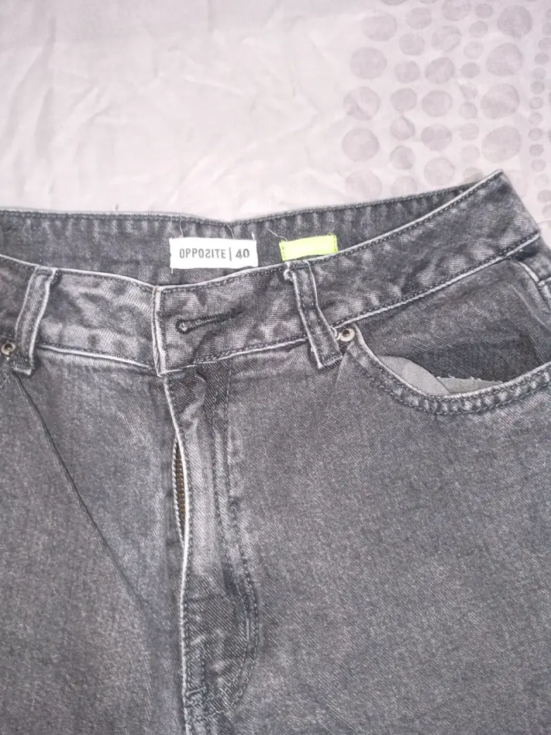 Jeans anchos gris oscuro para mujer - 2