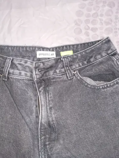 Jeans anchos gris oscuro para mujer - miniatura 2