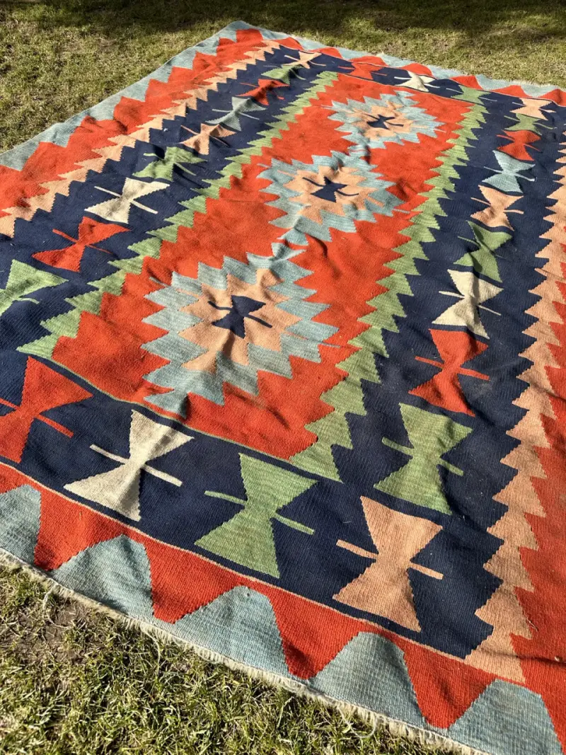 Alfombra Kilim de lana multicolor - 4