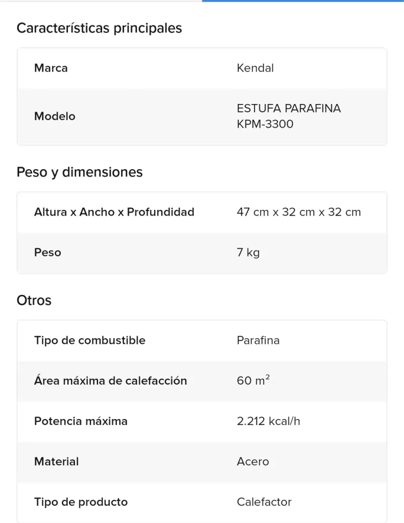 Estufa a parafina KENDAL - 4