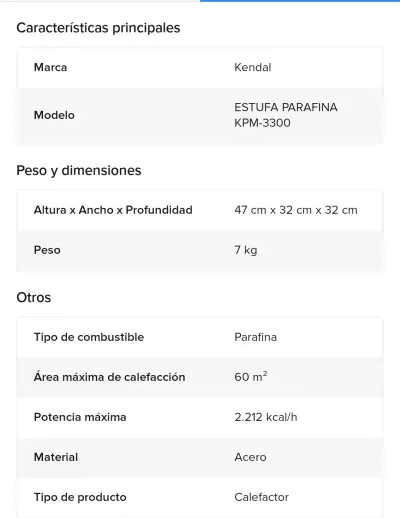 Estufa a parafina KENDAL - miniatura 4