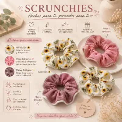 scrunchies de tela suave y cómoda - miniatura 1