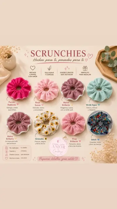 scrunchies de tela suave y cómoda - miniatura 2