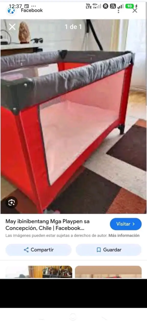 Cuna corral plegable roja para bebé