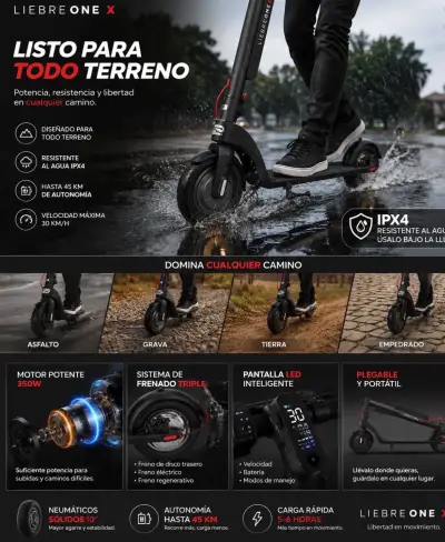 Scooter eléctrico Liebre One X plegable - miniatura 2