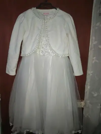 Vestido de niña blanco con encaje floral - miniatura 4