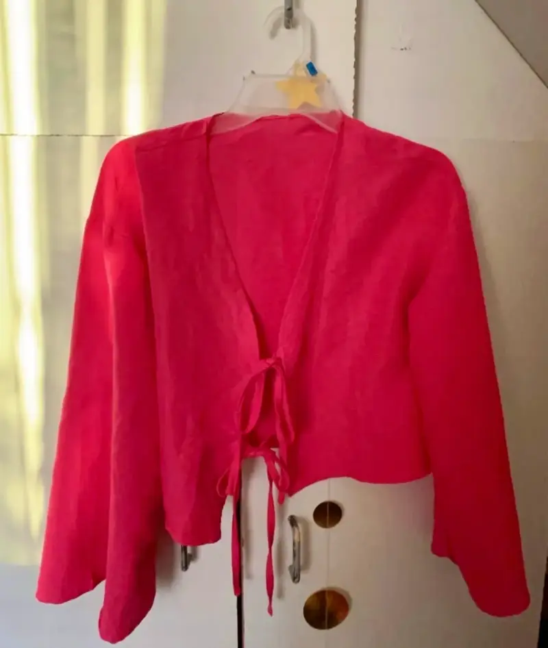 Blusa fuscia con lazo frontal - 1