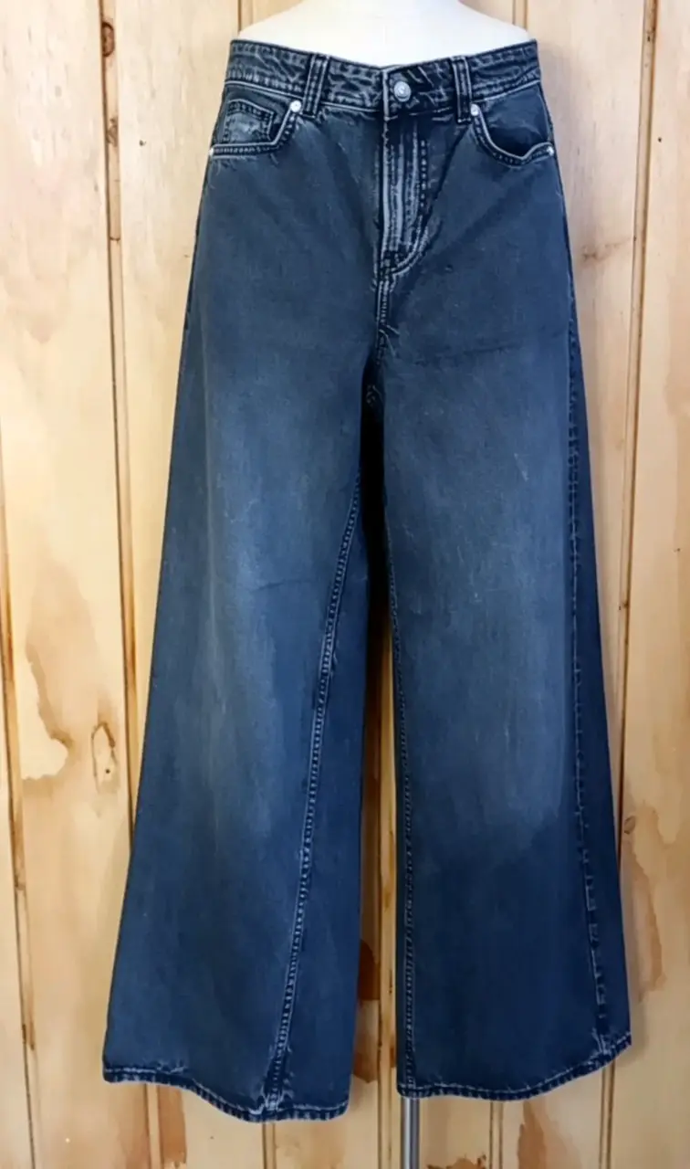 Jeans anchos de mezclilla azul talla 36 - 1